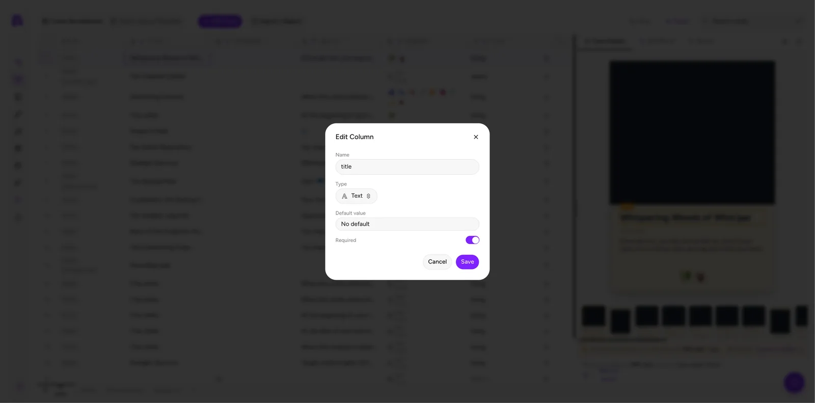 The Edit Column dialog