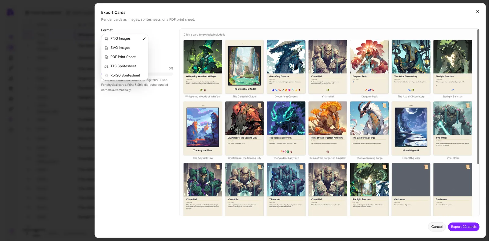 The five export formats