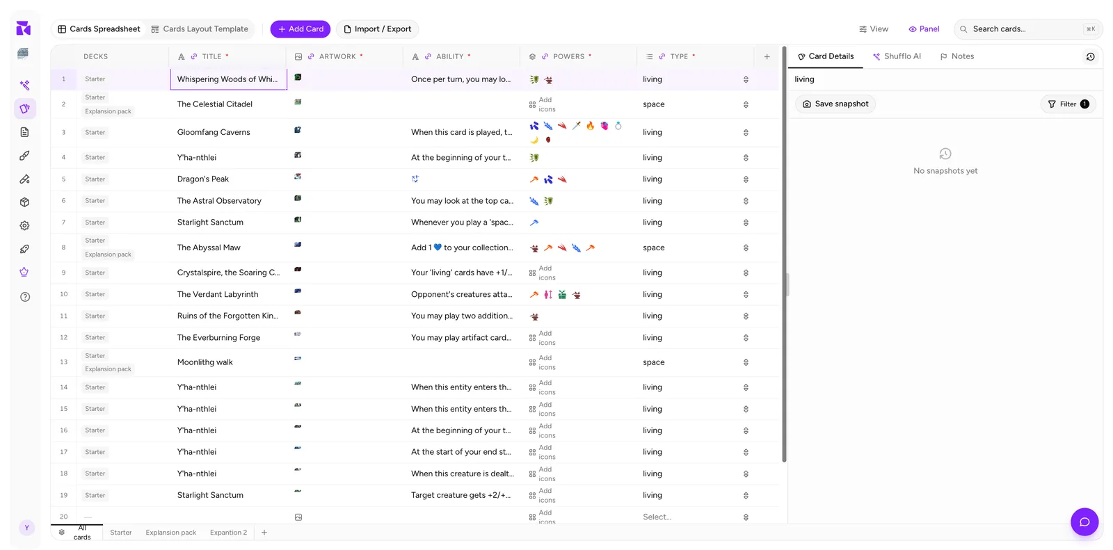 The version history panel
