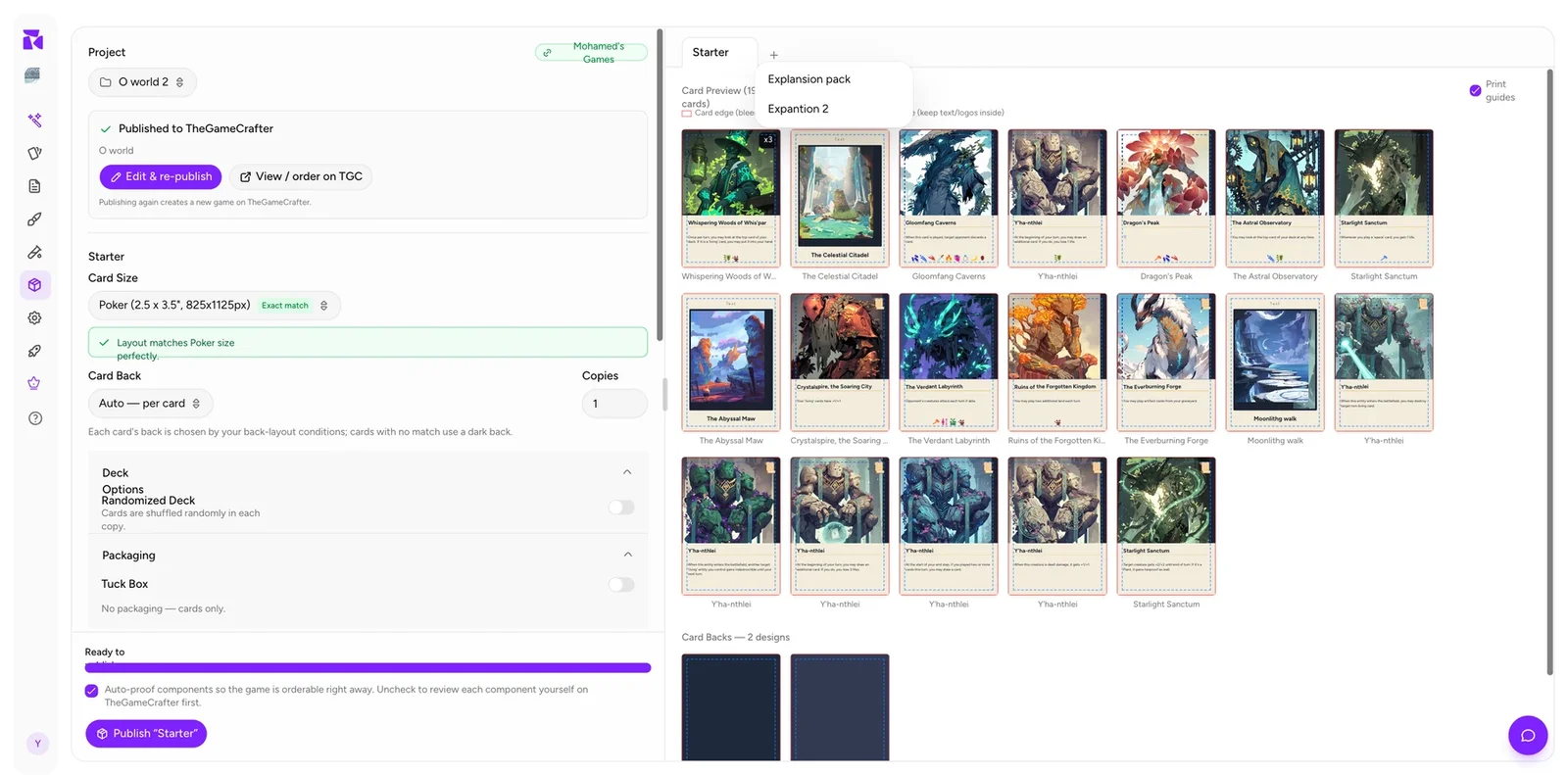 Adding another deck from the + menu