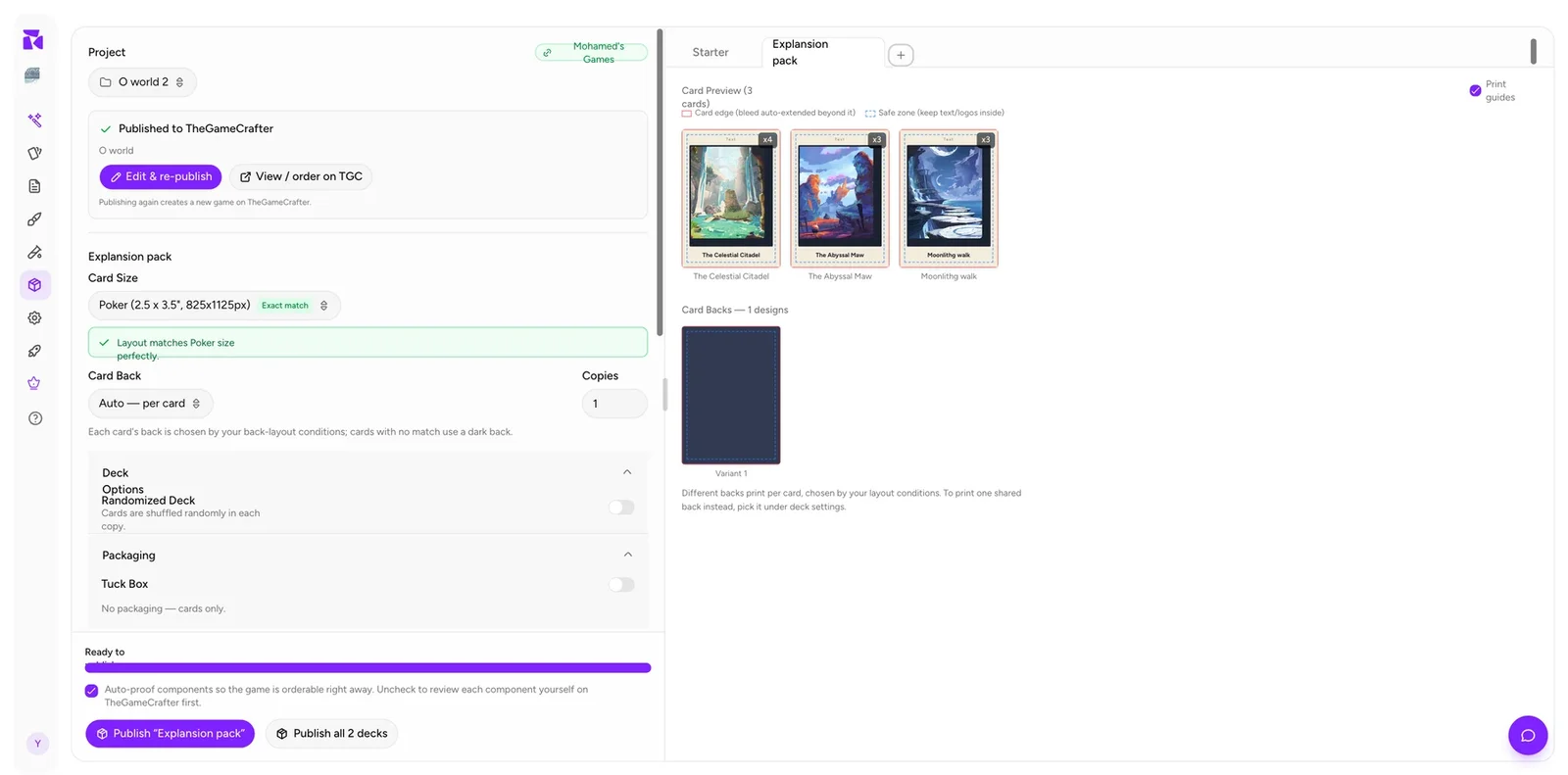 Two decks open as tabs